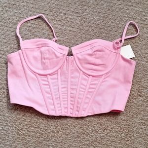 Pink denim bustier